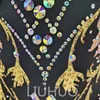 LIUHUO Personalizar Colores Trajes De Baño Sincronizados Niñas Mujeres Cristales De Calidad Diamantes De Imitación Elásticos Calidad Equipo De Natación Rendimiento Negro BD1899