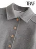 TRAF Женская модная куртка на металлических пуговицах спереди, винтажное пальто с воротником с лацканами и длинными рукавами, женская верхняя одежда, топы в стиле чи 240219