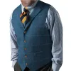 Gilets de costume rétro pour hommes coupe régulière laine Tweed gilet à carreaux veste sans manches costumes pour hommes gilet pour hommes