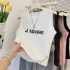 T-shirt d'été sans manches pour femmes européennes et américaines, haut à col rond en pur coton, coupe ajustée, pull tricoté haut de gamme à la mode et à la mode