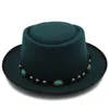 Basker kvinnor ull fläsk pajhatt med platt fedora för gentleman elegant dam gambler fascinator trilby storlek 58 cm