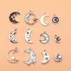 Breloques 12 pièces/ensemble étoiles de lune pour la fabrication de bijoux, pendentif, accessoires artisanaux de bricolage L10277