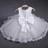 Flickans klänningar Baby Girls Princess Dress 1st Year Birthday Dopning Vestido White Lace Infant Party Gown Toddler Kids Baptism Clothl2402