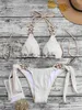 Women's Swimwear Sexy Bikini 2024 Women White Black Push Up Bra Micro Swimsuit Brazilian Beach Bathing Suit Metal Chain Thong BiquiniH24222