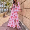 Basic Casual Dresses Sexy Vneck Bosnia and Herzegovina Long Beach Dress Elegant Retro Printed Split Bikini Dress Cover Fashionable Long sleeved High Wai J240222