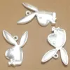 Colliers 50pcs Antique Sier couleur steampunk Rabbit Head Charms Pendants Supplies for DIY Collier Bijoux de fabrication accessoires 33 * 21 mm