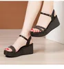 Sandals Fashion Platform Women Shoes Summer 2024 Genuine Leather High Heels Comfort Open Toe Ladies Wedge Sandal Big Size 33-43