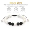 Frisado 8mm artesanal branco ágata preto natural lava rock pedra contas chakra pulseiras para homens mulheres moda elástica cura yoga cinta dhtuc