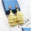 Dangle kroonluchter Colorf gelaagde kwast oorbellen Bohemiantiered Druzy Stud Dangle Drop Earring voor vrouwen tienermeisjes verjaardag Christus Dhnnr