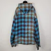 Mens Jackets 23/ss Luxury 1 Rendered Gradient Plaid Jacket Women Men Flannel Hooded Shirt Cotton Padded