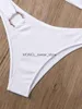 Costumi da bagno da donna Sexy bikini bianco da donna Solido a costine ritagliato Anello collegato push up triangolo costume da bagno 2024 Costume da bagno estivo da spiaggia MicroH24222