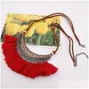 펜던트 목걸이 New Boho Crescent Pendant Tassel Choker Necklace를위한 빈티지 민족 컬러프 VEET 패션 보석 WHOL DHGARDEN DHRSV