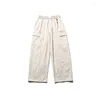 Pantaloni maschili uomini donne streetwear giapponese amikaki moda vintage sciolto brand gamba bandiera unisex pantaloni larghi