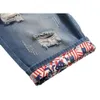 in Stock 2023 Summer New Worn-out Hole Men's Five Point Denim Shorts Trendy and Fashionable Straight Leg Mid Rise Pants