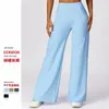 Active Pants High midje Casual Ribbed Straight-Ben Women Gym Yoga Fitness Quick Dry Loose Elastic Breattable Skinvänlig byxa