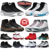 Met doos 9s jumpman 9 basketbalschoenen heren Powder Blue Chile Fire Red Particle Grey Light Olive Concord University Gold Bred herensneakers sport outdoor sneakers