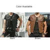 Gilets pour hommes élégant motard faux cuir gilet pour hommes moto coupe gilet en noir diverses poches de club commodité