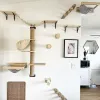 Arranhadores montados na parede para gatos, conjunto de prateleiras para escalada, plataforma de salto, móveis de madeira, escadas para gatinhos, corda de sisal, poste para arranhar para gatos