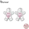 Ohrringe Bamoer 925 Sterling Silber Lebkuchenmann Ohrstecker Rosa Herz Zirkon Ohrring Für Frauen Jahrestag Party Geschenk Schmuck