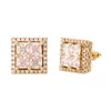 High-end Popular Full Zircon Hip Hop Stud Earrings Men's Square Thread Earrings Earring Ornament