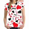 T-shirt da uomo 2024 Moda estiva Casual da donna 3D Love stampato manica corta T-shirt carina allentata Plus Size Top