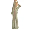 Robe longue tricotée Sexy pour femmes, jupe longue en maille transparente, manches longues, dos nu, robe de plage, 240222