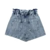 23 Sommer europäische und amerikanische Vintage-Denim-Shorts, elastische hohe Taille, weites Bein, Hotpants, wassergewaschene Papiertüten-Shorts 6164106