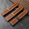 Other Watches Handmade canvas bonded leather strap 20 22 26MM bronze watch bracelet Cuns8 solid brass buckle thick mens bracelet J240222