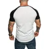 T-shirts pour hommes Hommes à manches courtes Splicing Shirt Raglan Slim T-shirt Hip Hop Streetwear Tee Tops d'été