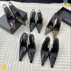 heels shoes woman designer Prom dress shoes Luxury shoe LEE mirrored leather slingback pump Woman black Crocodile Designer heel man sandal