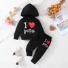 Kledingsets Meisjes Jongen 3 -24 Maanden Leuke Brief Lange Mouw Hoodie Tee Lange Broek Outfit Peuter Babykleding Set Mode Kinderkleding