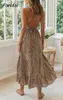 Grundlegende Freizeitkleider Foridol Elegantes rückenfreies Spitzen-Sommerkleid Damenbekleidung Ärmelloses Leoparden-Maxi-Boho-Strandkleid Damen Lang Vesido Feminino J240222