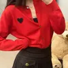 Kadınlar için Kintted Heart Hardigan Kazak Turuncu V Yastık Baskı Düğmesi Uzun Kollu Sweaters Sonbahar Kış Kırışın Gevşek Lady Tops