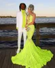 Green Sequin Lace Prom Dresses Black Girls 2024 O-Neck Mermaid Party For African Women Evening Ocn Gowns