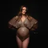 Maternity Poshoot Bodysuit Pregnancy Pography Props Dress Sexy Shiny Body Private Jumpsuit Pregnant Woman Costumes Pos 240219