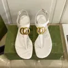 Women Slides Designer Shoes Clip Toe Sandals Flip Flops Luxury Goods Metal Letters Leather Flat Slippers 35-42