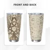 Tumblers Árvore da Vida com Triquetra Futhark Viking Tumbler Vácuo Isolado Copo Térmico Tampa Palha Smoothie Caneca de Chá À Prova de Derramamento