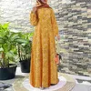 민족 의류 2024 이슬람 아바야 드레스 인쇄 긴 슬리브 로브 펨 메 술만 느슨한 큰 헴 라인 유럽과 미국