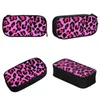 Kosmetiska väskor rosa leopard blyertsfodral cheetah djurpennor pennbox barn stor förvaring väska kontor dragkedja brevpapper