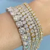 Hochwertige 10K / 14K Gold 3mm 4mm 5mm Vvs Moissanit Diamant Kette Iced Out Silber Hip Hop Tennis Halskette Armband