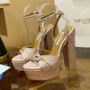 sandalet 140mm altın kadın platformu yüksek topuklu sandalet tıknaz ayak bileği kayış elbise ayakkabıları tasarımcı kadın