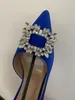 Chaussures féminines à la mode du bleu royal pour les talons hauts de fête de mariage satin brin les chaussures nuptiales pointues dames chaussures décontractées