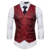 Męskie dodatkowe jedwabne kamizelki Wedding Paisley Solid Floral Waistcoat Vest Kieszonkowy krawat zestaw zestaw steampunk plus