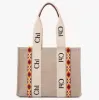 Kvinnors handväska duk woody tote shopping väska strandväska designer rese axelväska 01