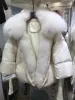 Меховые женские зимние пальто с новой курткой на гусином пуху, женский свободный модный воротник со съемным воротником из большого серебристого лисьего меха