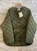 Kvinnors dikerockar Tote Green Argyle Curved Hem Overdimensionerad kappa 2024 Winter Autumn Women Diamond Lattice Jacket High Street Fashion