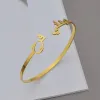 Bangles Custom Two Arabic Name Bracelet Personalized Nameplate Cuff Bangles Women Men Gold Color Stainless Steel Jewelry Gifts