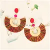 Dangle & Chandelier Newest Boho Semi-Circle Chandelier Tassel Earrings For Women Fan-Shaped Red Yellow Black Long Dangle Ea Dhgarden Dheq8
