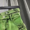 Mini kvinnors kjolar sommar sexig denim tryckt brev jeans damer hög midja A5S9#