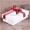 Other Fashion White Fancy Paper Gift Box For Necklace Ring Bracelet High Quality Cardboard With Big Red Ribbon Bow Drop Delivery Jewel Dh7Sn